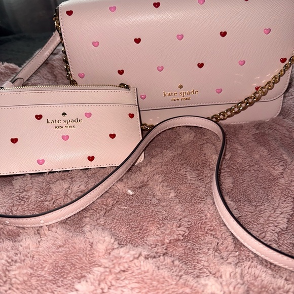 kate spade Pink Heart Print Crossbody with Card Holder - Picture 2 of 7